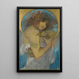 Study for a Fruit Poster - Alphonse Mucha — framed artwork on a wall