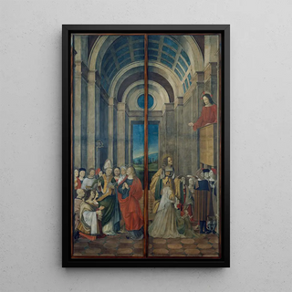 Marie Madeleine, Marthe, Lazare et Maximin venerated by the prince and princess of Provence and Marie Madeleine listening to the sermon of Christ - Alvise Donati — framed artwork on a wall