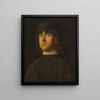 Portrait of a Man - Alvise Vivarini — framed artwork on a wall