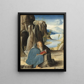Reading of Saint Jerome - Alvise Vivarini — framed artwork on a wall