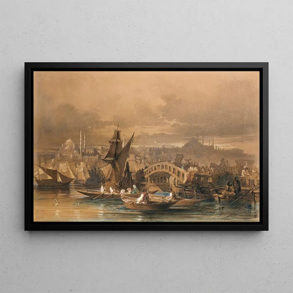 Pont de Galata, Constantinople - Amadeo Preziosi — framed artwork on a wall