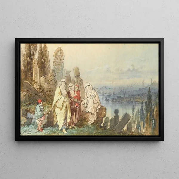 on the shores of the Golden Horn - Amadeo Preziosi — framed artwork on a wall