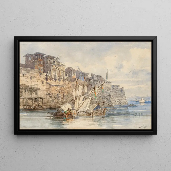 The Palais de Boukoleon on the shore of the Sea of Marmara - Amadeo Preziosi — framed artwork on a wall