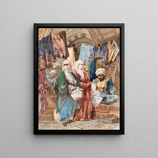 The Silk Bazaar - Amadeo Preziosi — framed artwork on a wall