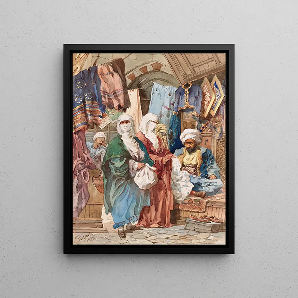 The Silk Bazaar - Amadeo Preziosi — framed artwork on a wall
