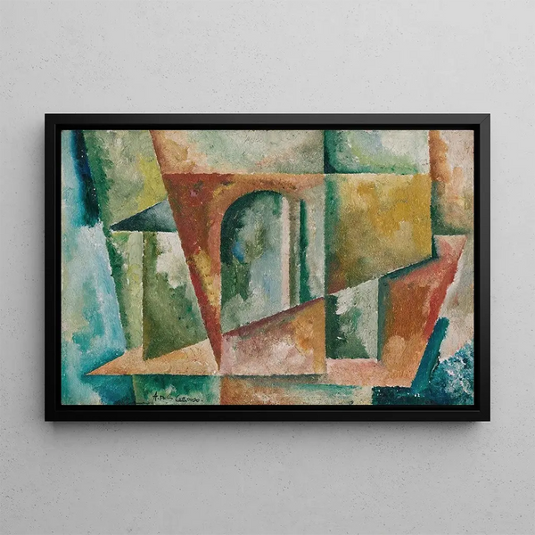 Cubist Landscape Painting - Amadeo de Souza-Cardoso — framed artwork on a wall