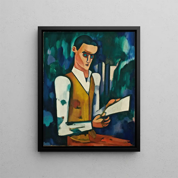 Mask of Steel - Amadeo de Souza-Cardoso — framed artwork on a wall