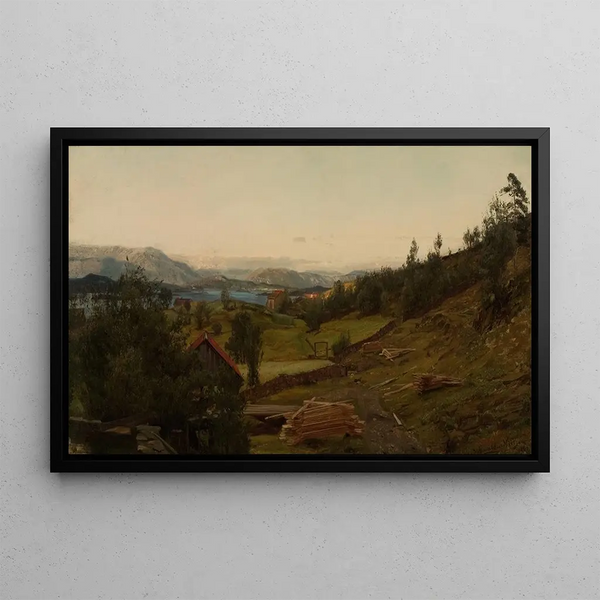 Evening at Stord - Amaldus Nielsen — framed artwork on a wall