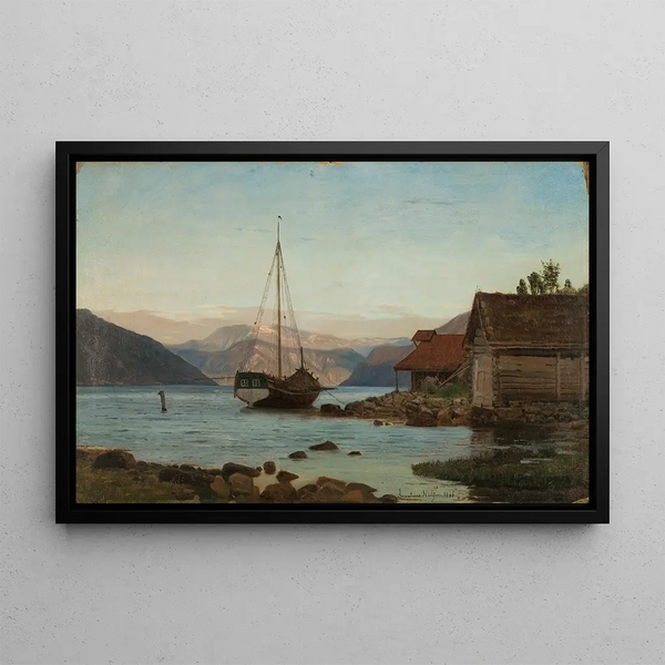 Evening in Balestrand - Amaldus Nielsen — framed artwork on a wall