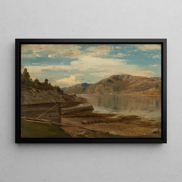 Evening in Nes Kvinnherred - Amaldus Nielsen — framed artwork on a wall