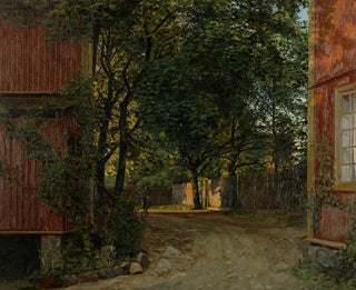 The evening newspaper arrives at Majorstuveien 8 - Amaldus Nielsen — artwork view