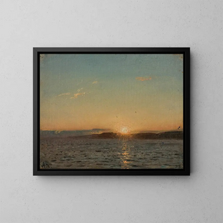 Sunset Painting at Hvaler - Amaldus Nielsen — framed artwork on a wall