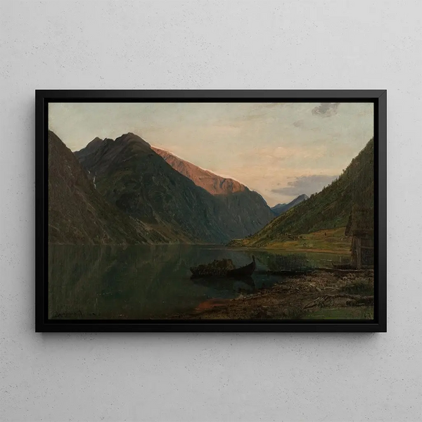 Ambiance du soir à Fjærland - Amaldus Nielsen — framed artwork on a wall
