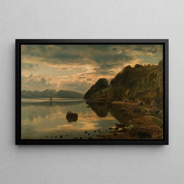 Ambiance du soir Skogsfjord Mandal - Amaldus Nielsen — framed artwork on a wall