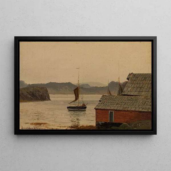 Study of Fjord - Amaldus Nielsen — framed artwork on a wall