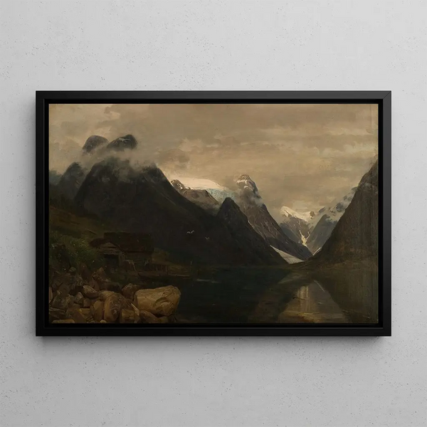 Mountains of Fjærland, Sogn - Amaldus Nielsen — framed artwork on a wall