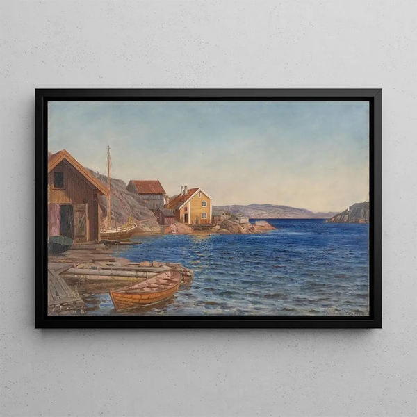 Morning at Ny-Hellesund - Amaldus Nielsen — framed artwork on a wall