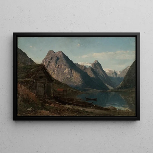 From the fjord of Fjaerland Supphellebreen - Amaldus Nielsen — framed artwork on a wall