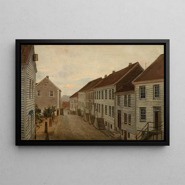 Street in Mandal - Amaldus Nielsen — framed artwork on a wall