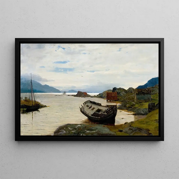 Jaktevrak lve - Amaldus Nielsen — framed artwork on a wall