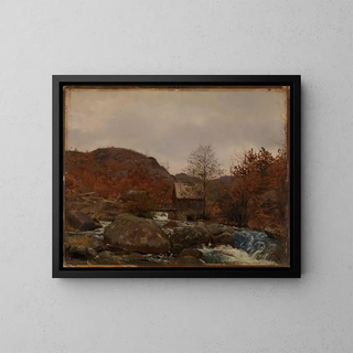 Moulin à Frostestad near Mandal - Amaldus Nielsen — framed artwork on a wall