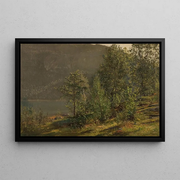 Morning ambiance in Hardanger - Amaldus Nielsen — framed artwork on a wall