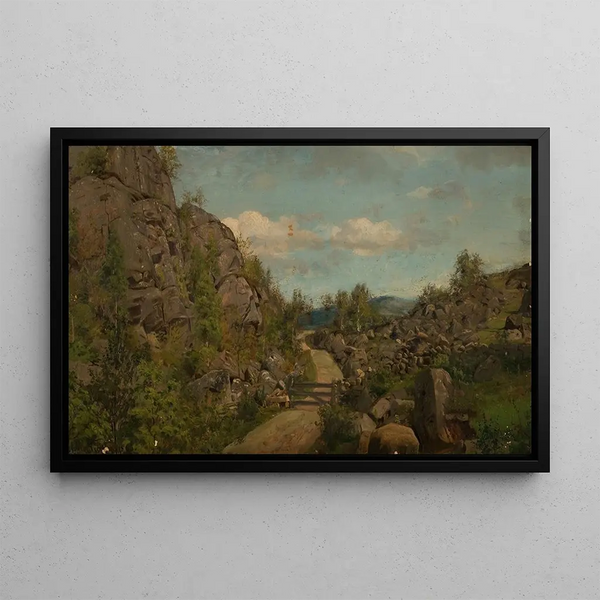 Ambiance matinale sur la route de Frisland, Mandal - Amaldus Nielsen — framed artwork on a wall