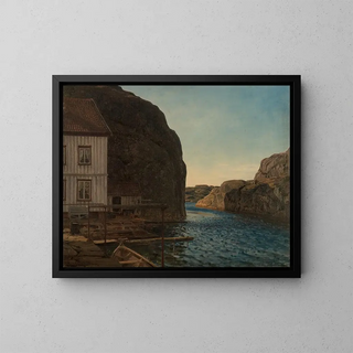 Olafsundet at NyHellesund - Amaldus Nielsen — framed artwork on a wall