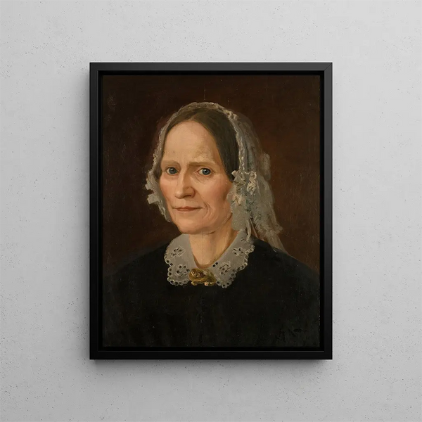 Portrait of the artist's mother - Amaldus Nielsen — framed artwork on a wall