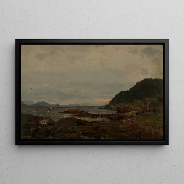 Rainy ambiance at Bømlo - Amaldus Nielsen — framed artwork on a wall