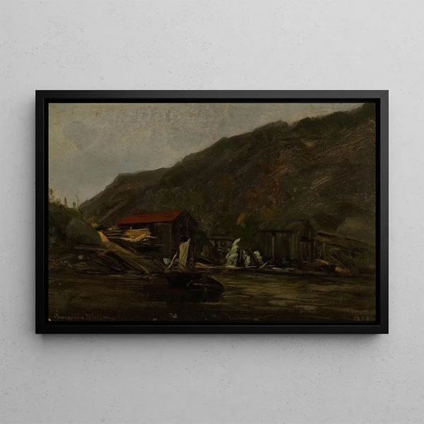 Rainy Mood in Mandal - Amaldus Nielsen — framed artwork on a wall
