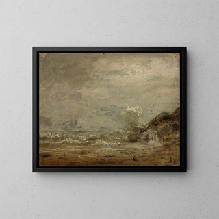 Rain with Waves - Amaldus Nielsen — framed artwork on a wall