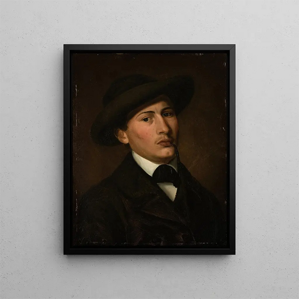 Self-portrait painting - Amaldus Nielsen — framed artwork on a wall