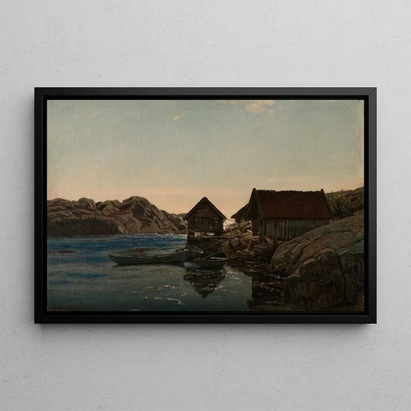 Sjøboder, Lindesnes - Amaldus Nielsen — framed artwork on a wall