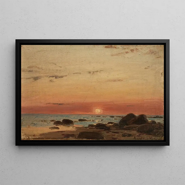 Sunset Painting - Amaldus Nielsen — framed artwork on a wall