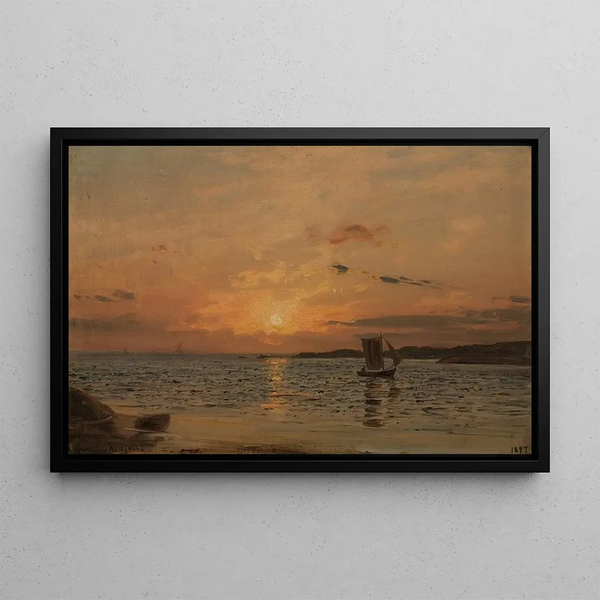 Sunset at Hvaler - Amaldus Nielsen — framed artwork on a wall