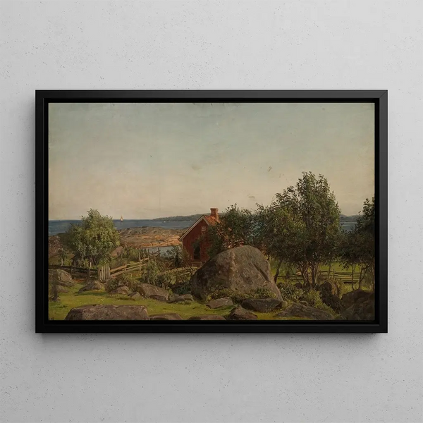 Summer evening in the archipelago - Amaldus Nielsen — framed artwork on a wall