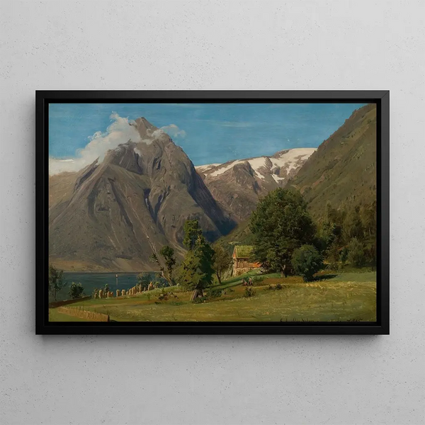 Summer Day in Balestrand - Amaldus Nielsen — framed artwork on a wall