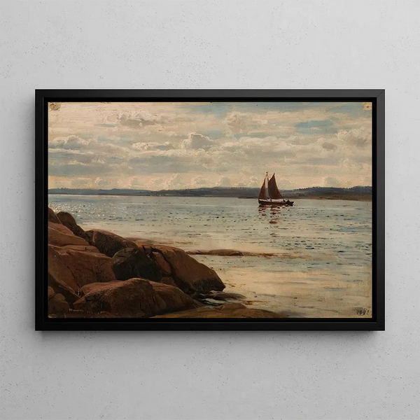 Coastal Landscape at Hvaler - Amaldus Nielsen — framed artwork on a wall