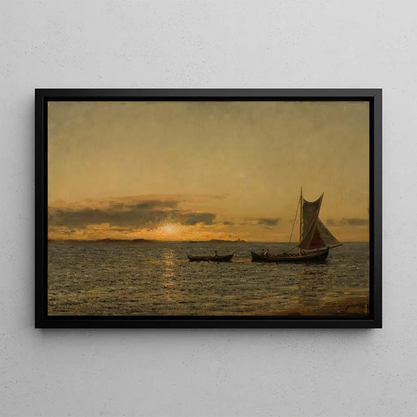Sunset Painting - Amaldus Nielsen — framed artwork on a wall
