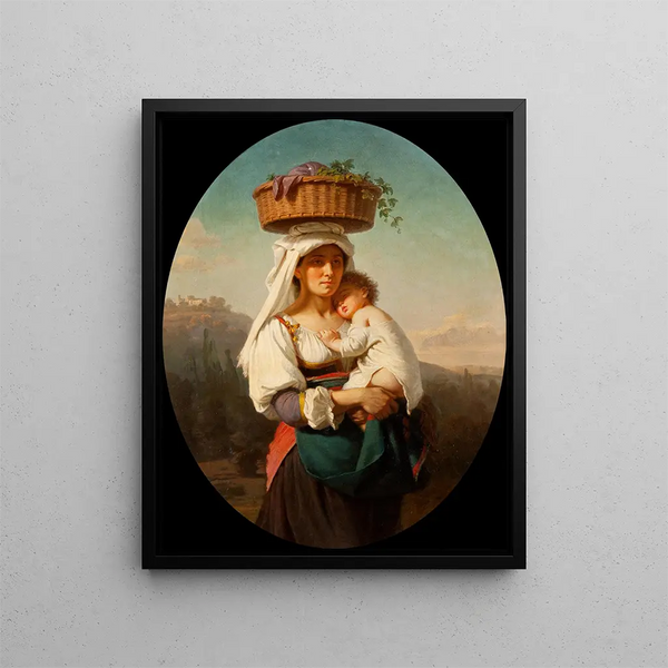 Italian mother with child - Amalia Lindegren — framed artwork on a wall