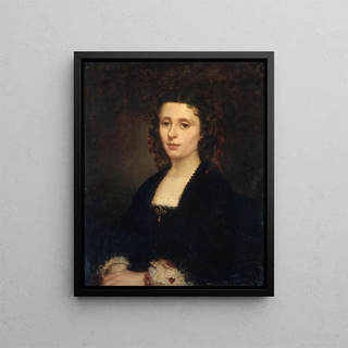 Portrait painting of Athnas Mialaret 1826-1899 wife Michelet - Amandine Parrot — framed artwork on a wall