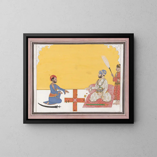 The Maharaja Sovan Singh Playing Pachisi - Ambav — framed artwork on a wall