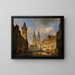 Prague painting, the old market with the Church of Our Lady before Týn in the distance - Ambros Ivo Vermeersch — framed artwork on a wall