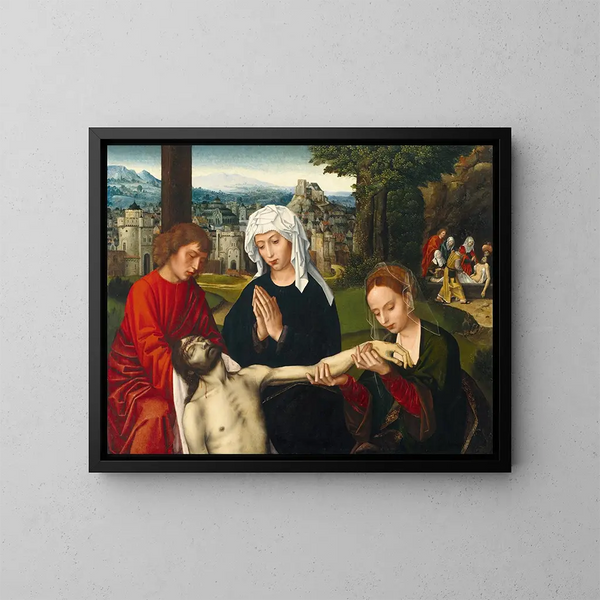 Pietà au pied de la croix - Ambrosius Benson — framed artwork on a wall