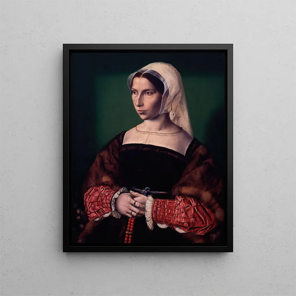 Portrait of Anne Stafford - Ambrosius Benson — framed artwork on a wall
