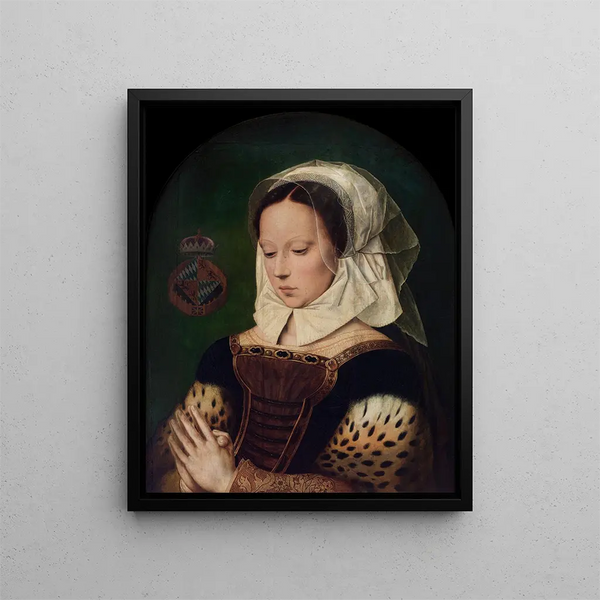 Woman in Prayer - Ambrosius Benson — framed artwork on a wall