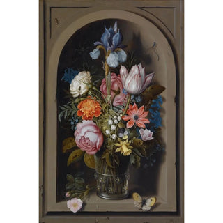 Flower Still Life in a Glass Goblet in a Marble Niche - Ambrosius Bosschaert the Elder — artwork view