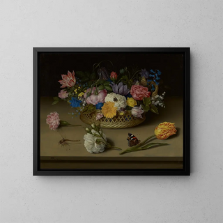 Still life with flowers - Ambrosius Bosschaert the Elder — framed artwork on a wall