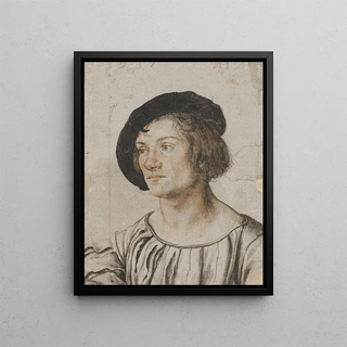 Portrait of a Young Man - Ambrosius Holbein — framed artwork on a wall
